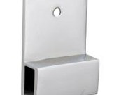 Glass Shelf Bracket - Square 50mm x 69mm x 18mm with Vertical Leg - Satin Chrome