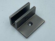 Glass Shelf Bracket - Round 50mm x 43mm x 24mm with Horizontal Leg - Gun Black Dumb Oil