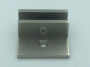 Glass Shelf Bracket - Round 50mm x 43mm x 24mm with Horizontal Leg - Brushed Nickel