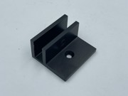 Glass Shelf Bracket - Round 50mm x 43mm x 24mm with Horizontal Leg - Matt Black