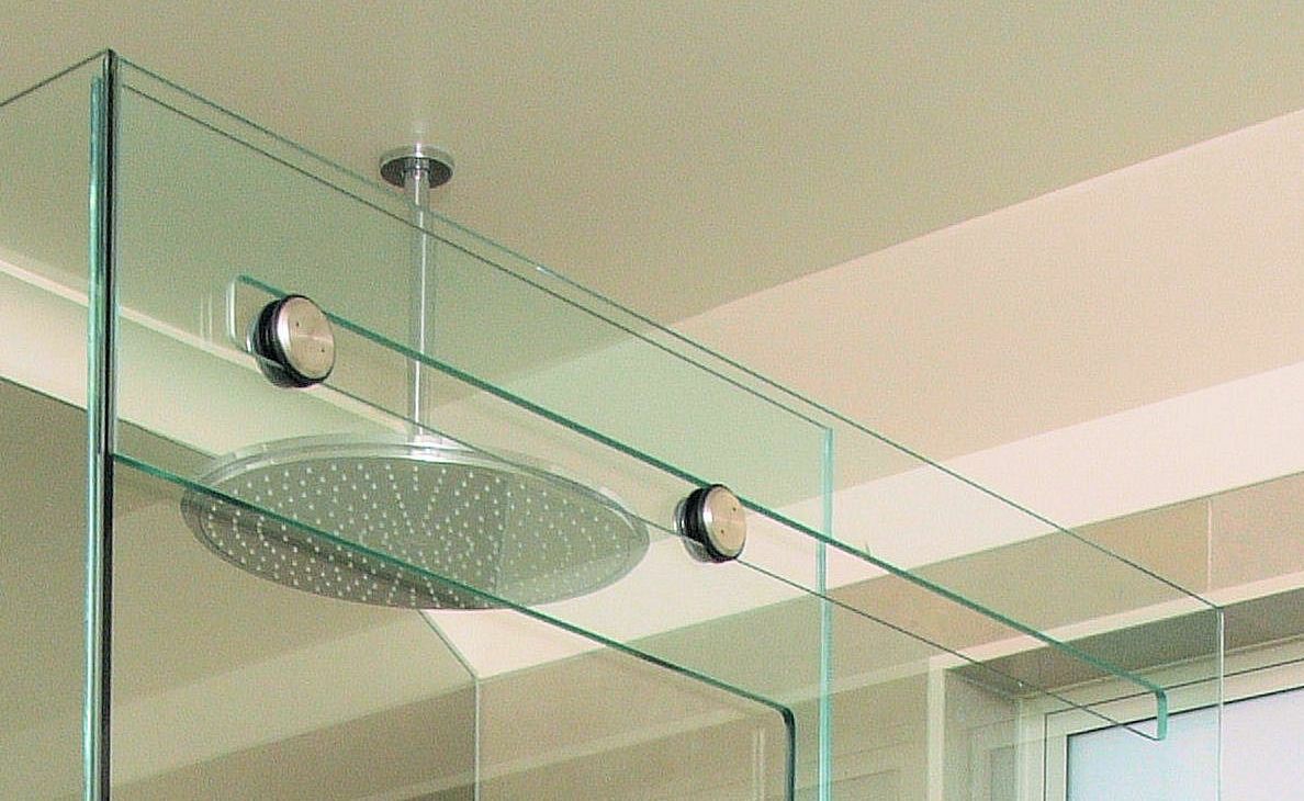 Euroglide rollers in use on a glass shower screen