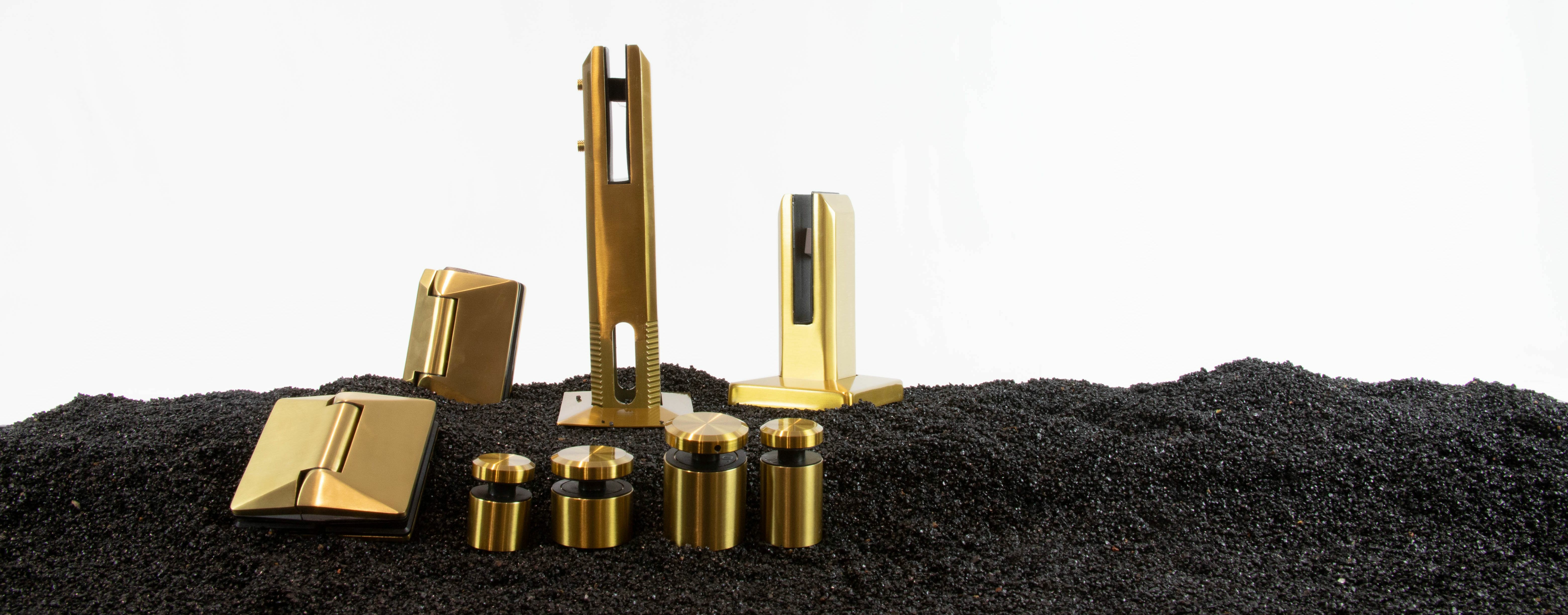 Gold glass fence hardware