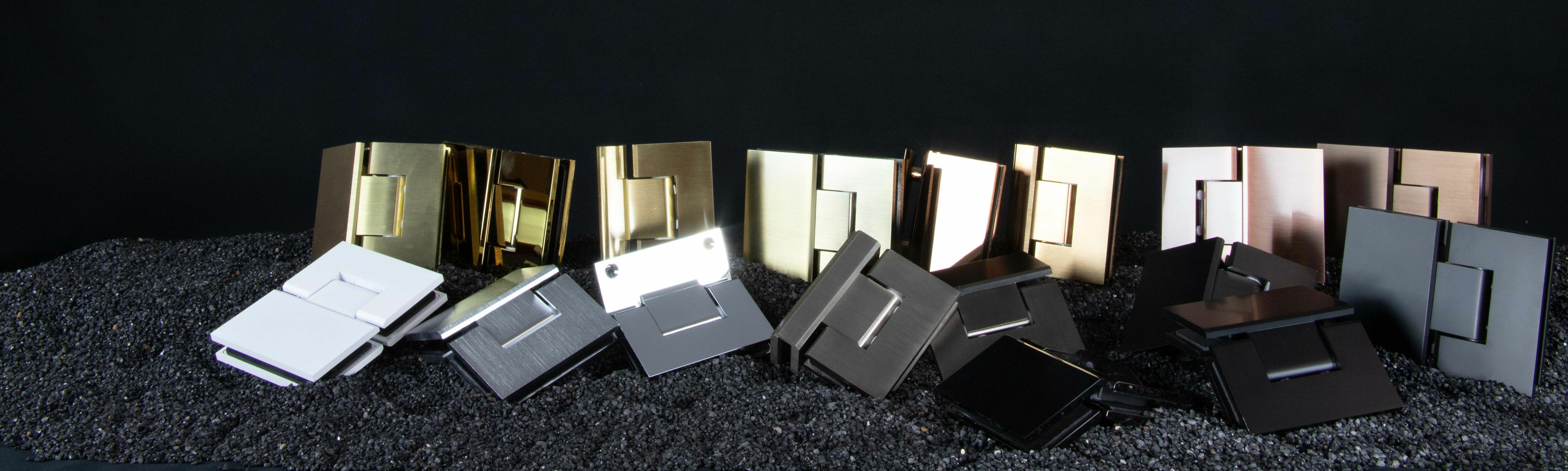 Range of colours for door hinges for glass doors