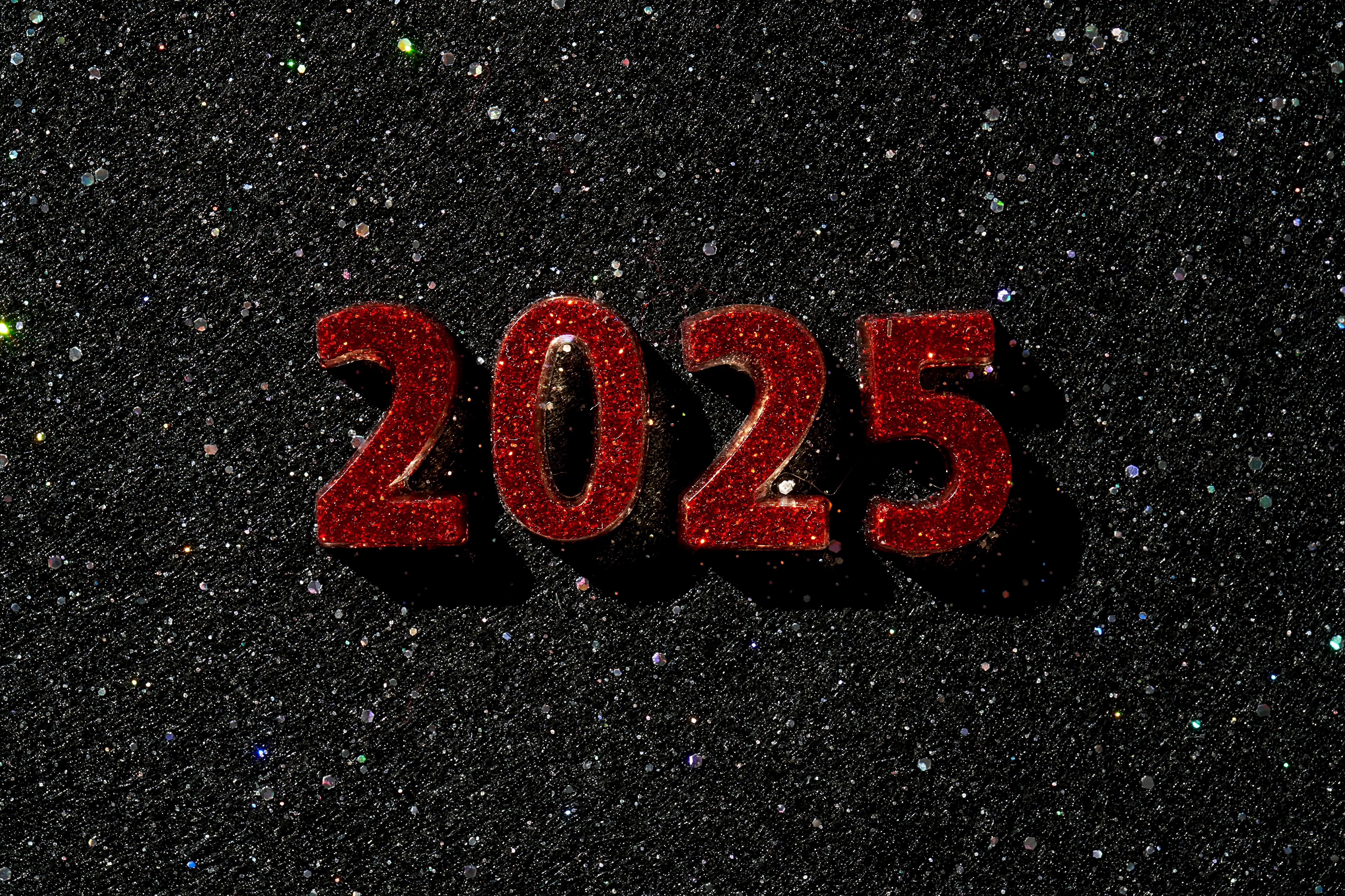 2025 numbers on black background